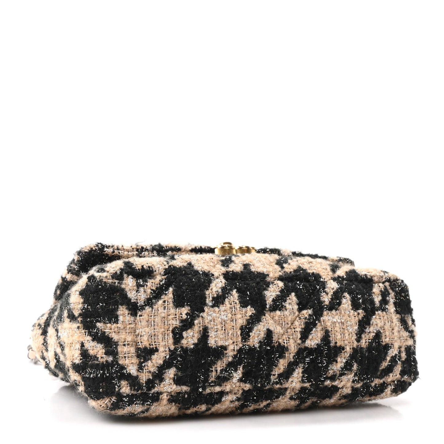 Tweed Houndstooth Quilted Medium Chanel 19 Flap Beige Black