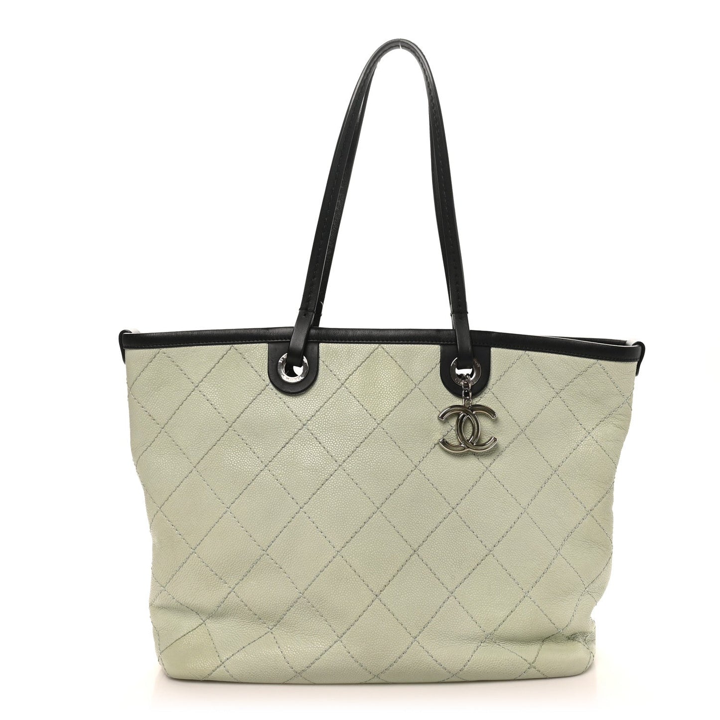 Grained Calfskin Shopping Fever Tote Green