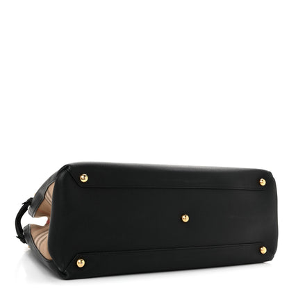 Grainy Calfskin House Check Large Banner Tote Black