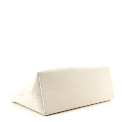 Canvas Calfskin Horizontal Cabas Natural Tan