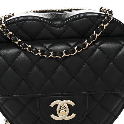 Lambskin Quilted CC In Love Heart Bag Black