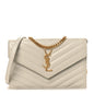 Grain De Poudre Matelasse Chevron Monogram Envelope Chain Wallet Blanc Vintage