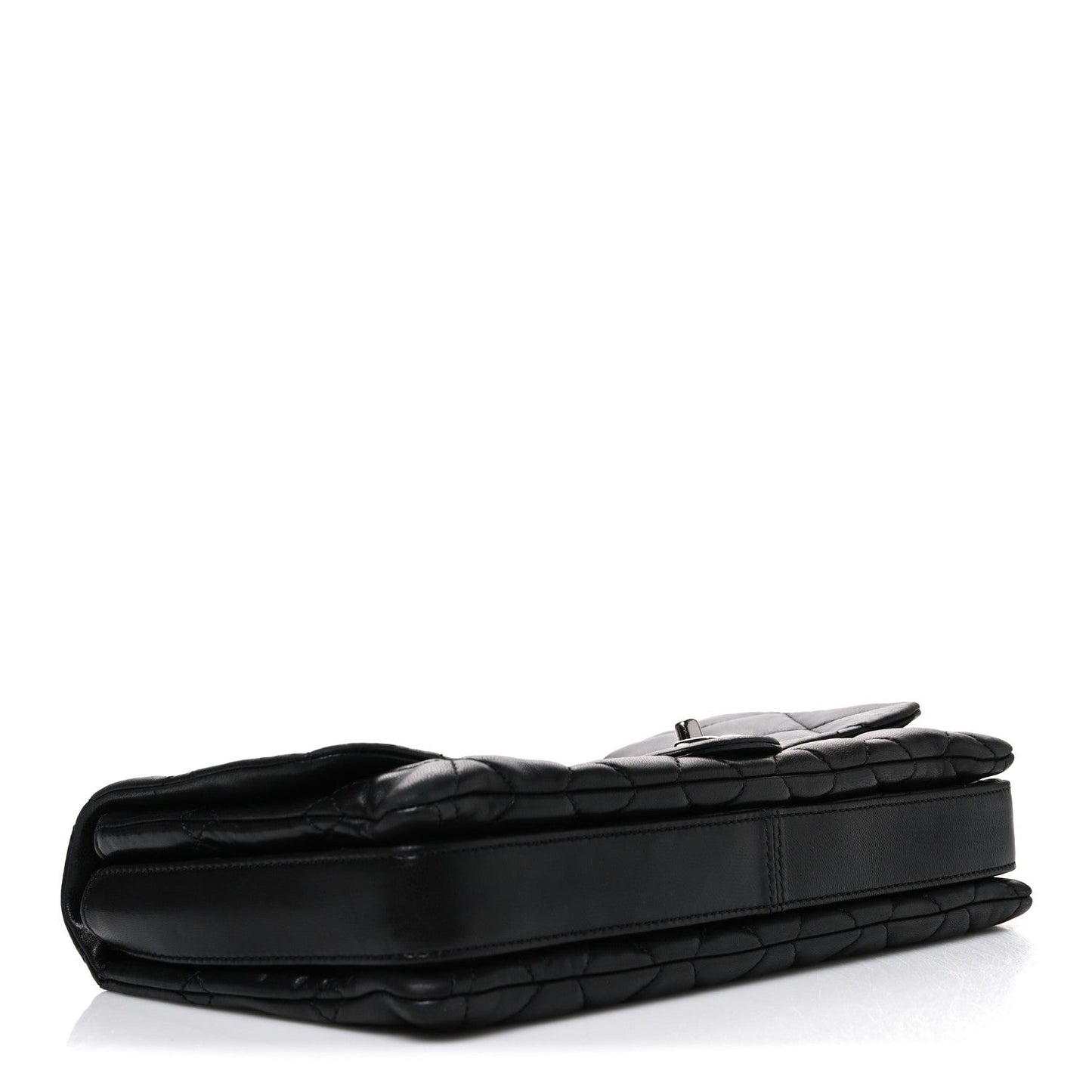 Lambskin Quilted Jumbo 3 Flap Black