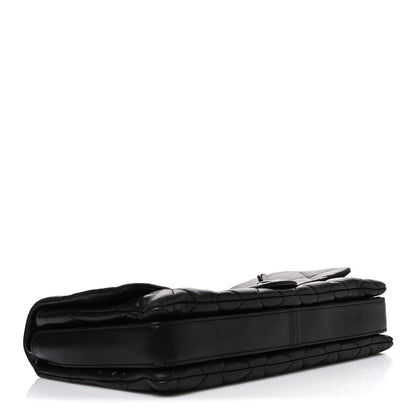 Lambskin Quilted Jumbo 3 Flap Black
