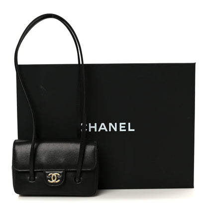 Shiny Caviar Mini Preppy Coco Shoulder Bag Black