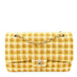 Tweed Quilted Medium Double Flap Yellow White Ochre