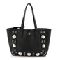 Grainy Calfskin Studded Small Nellcote Shopping Tote Black
