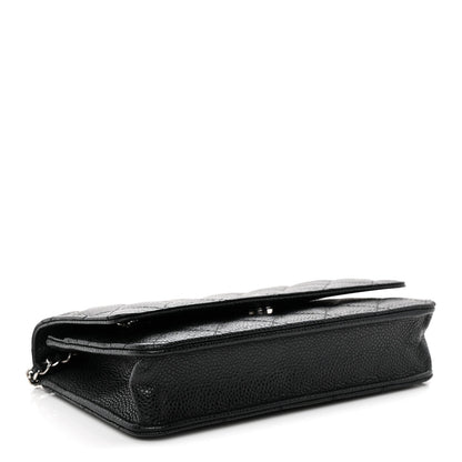 Caviar Quilted Wallet on Chain WOC Black