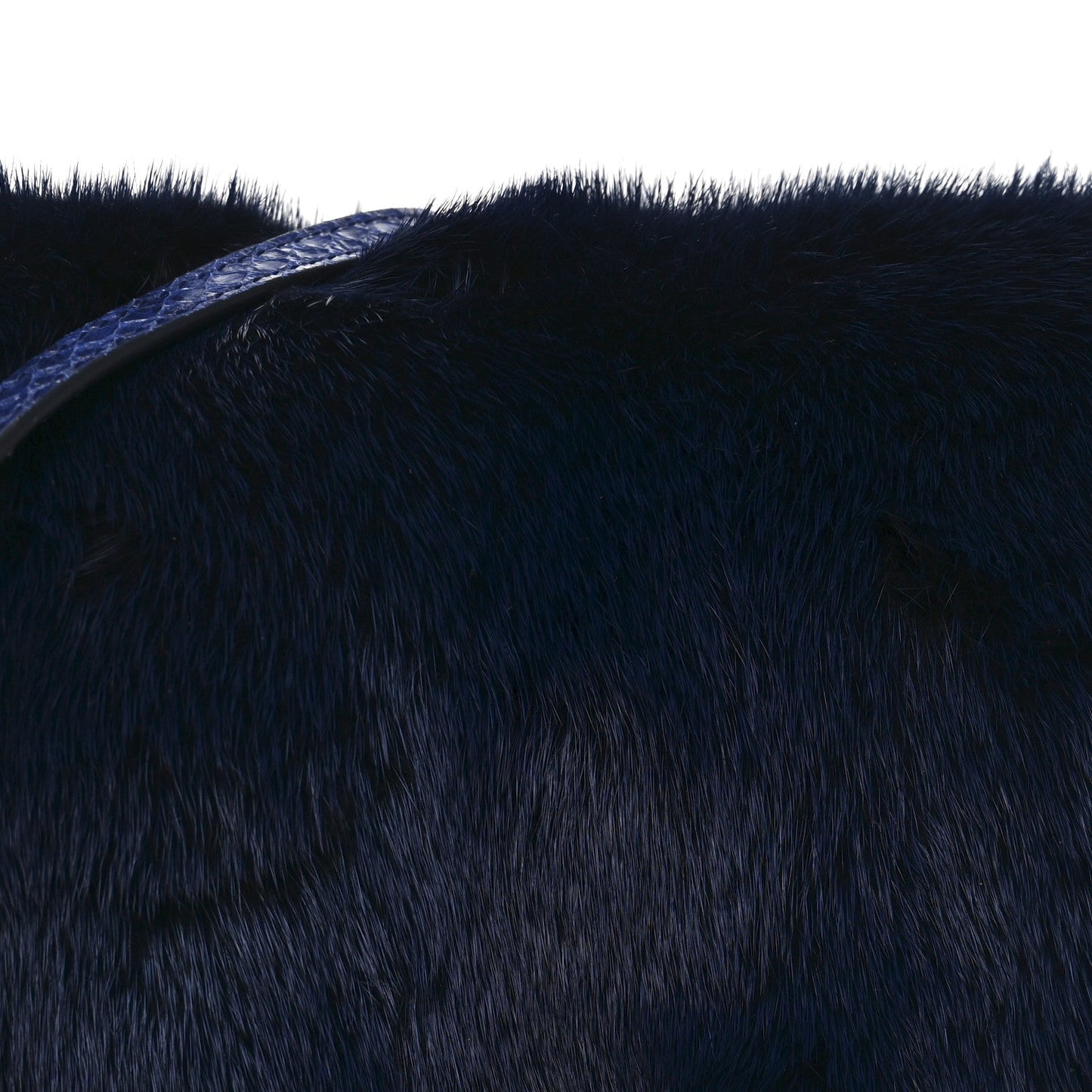 Mink Fur Snakeskin Crossbody Bag Navy