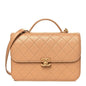 Caviar Quilted Small Top Handle Flap Beige