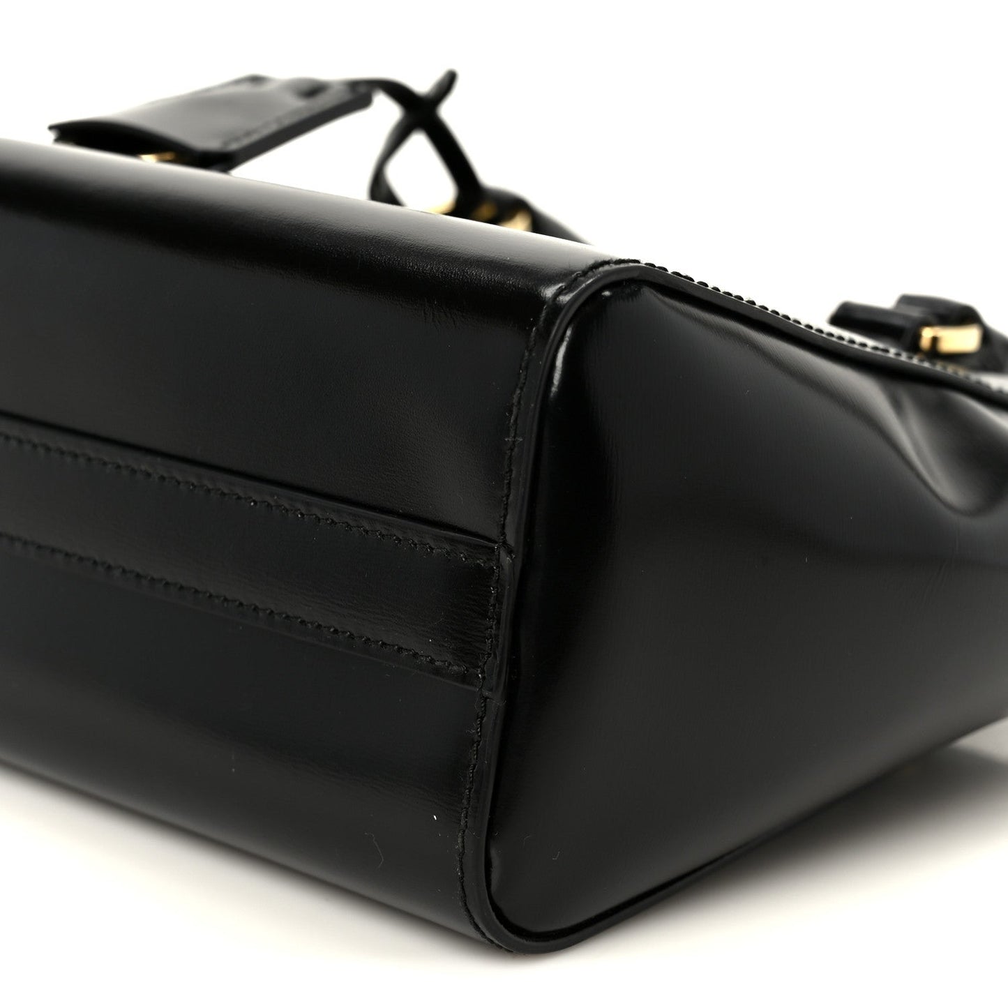 Brushed Calfskin Mini Zippered Crossbody Tote Black