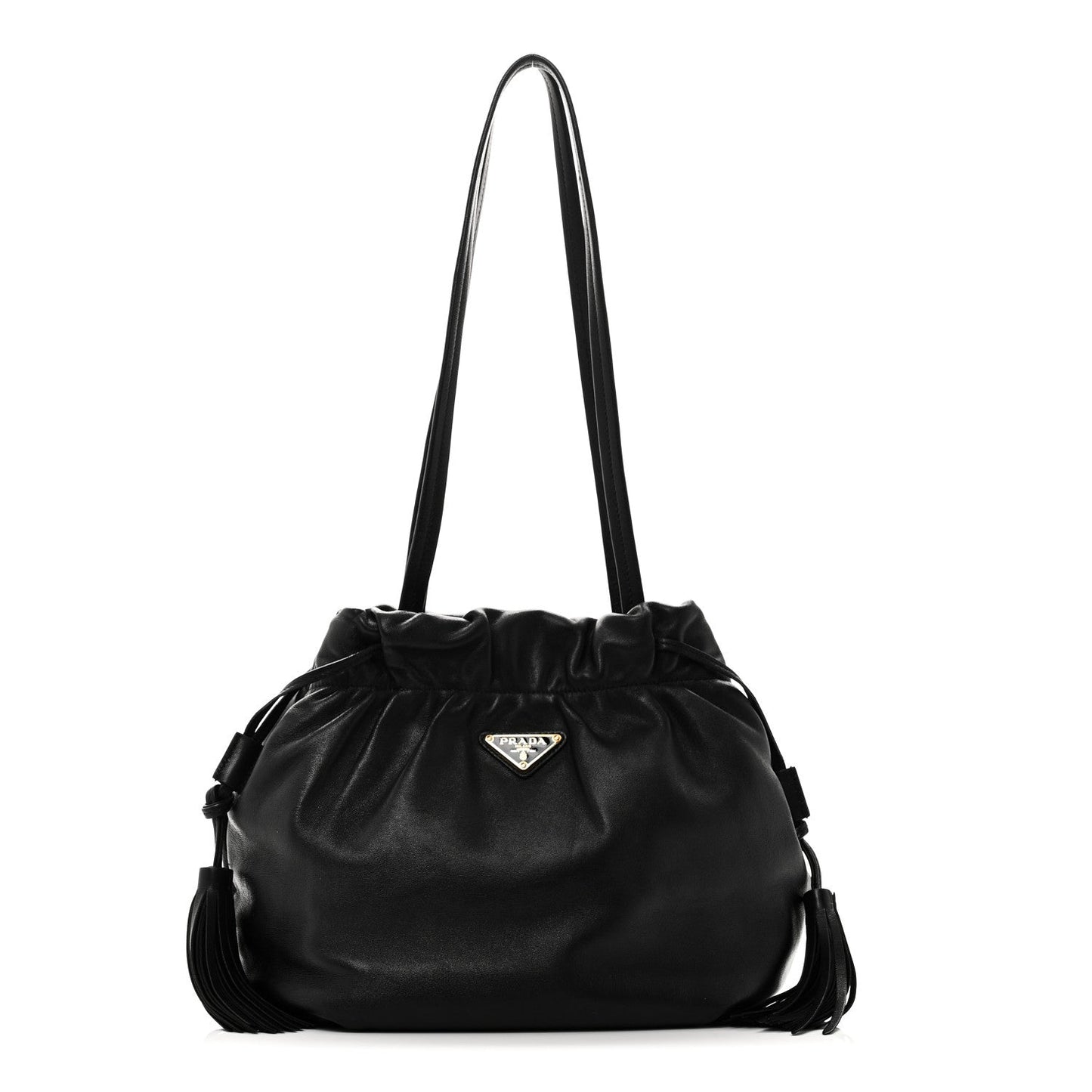 Nappa Drawstring Tote Black