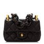Lambskin Wenge Quilted Mini Fashion Wood Square Flap Dark Purple