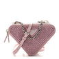 Satin Crystal Mini Triangle Crossbody Pouch Alabastro