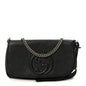 Pebbled Calfskin Medium Soho Flap Crossbody Black