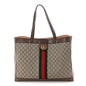 GG Supreme Monogram Web Ophidia Tote Brown