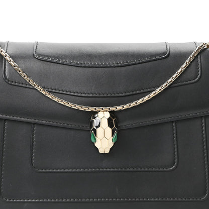Calfskin Serpenti Forever Shoulder Bag Black