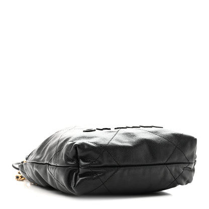 Shiny Caviar Quilted Monochrome Mini Chanel 22 Black