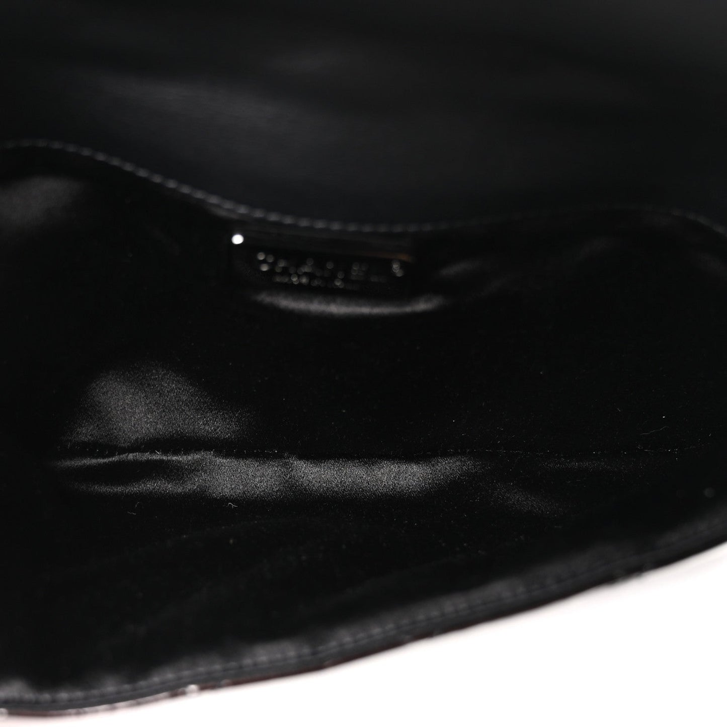 Patent Calfskin Quilted Metal Handle Clutch So Black