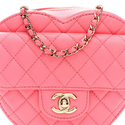Lambskin Quilted CC In Love Heart Bag Pink