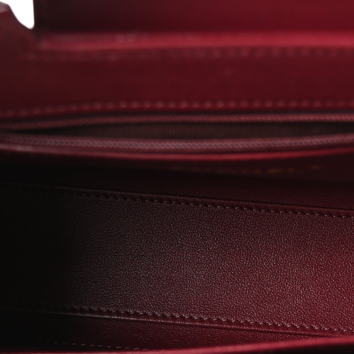 Shiny Lambskin Chevron Quilted Nano Kelly Shopper Dark Burgundy