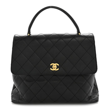 Caviar Quilted Jumbo Kelly Flap Black