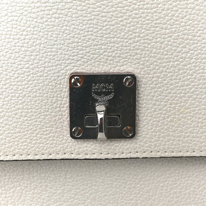 Grained Calfskin Medium Milla Convertible Backpack White Flake