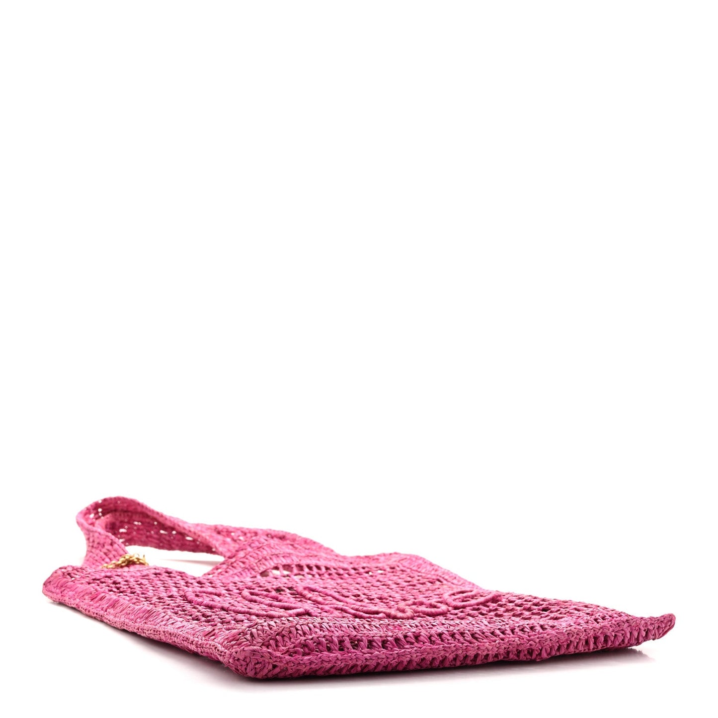 Raffia Summer Banana Tote Fuchsia Rose