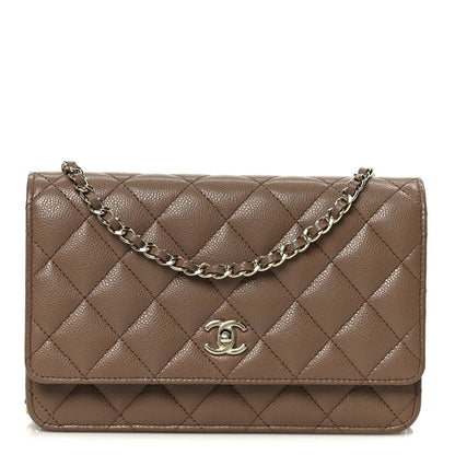 Caviar Quilted CC Turnlock Wallet On Chain WOC Brown
