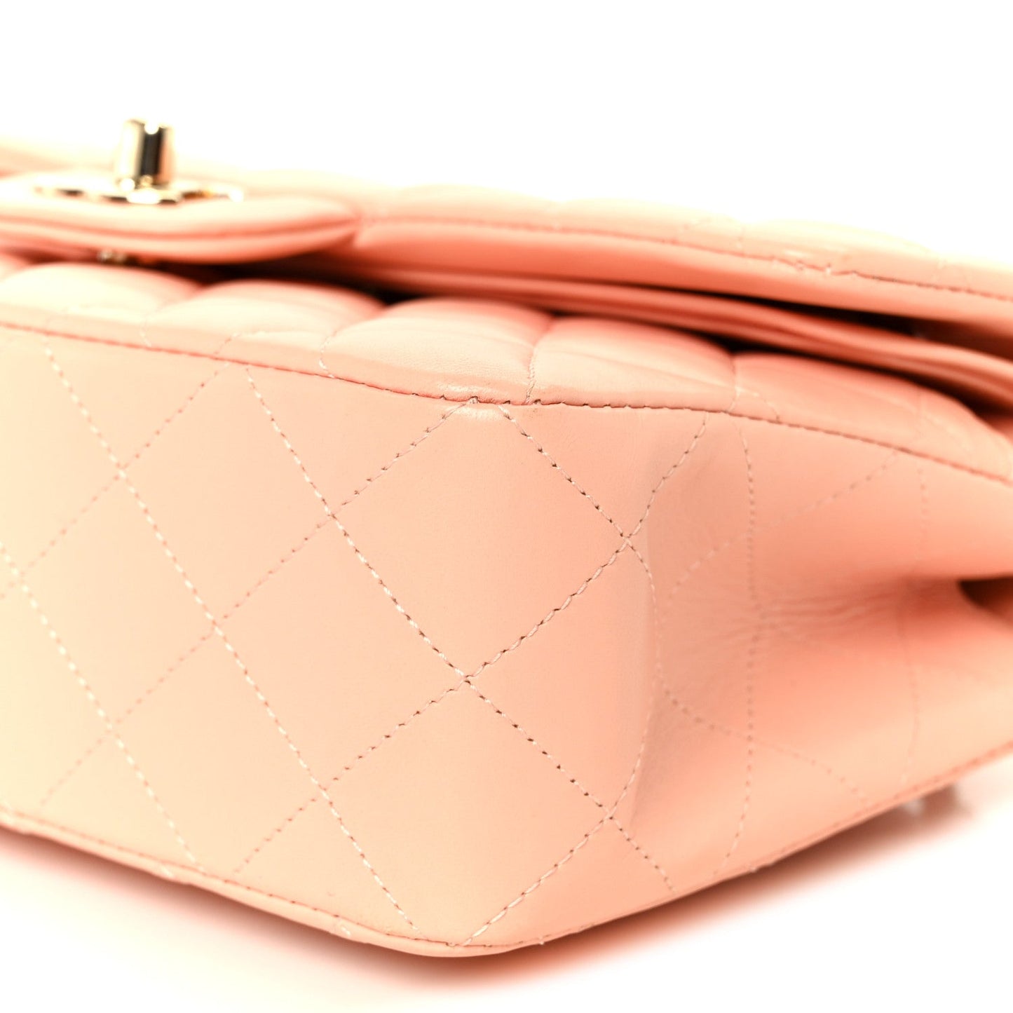Lambskin Quilted Small Double Flap Light Orange