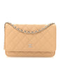 Caviar Quilted Wallet on Chain WOC Beige