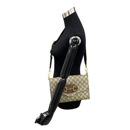 Gucci 1955 Horsebit GG Supreme Leather Shoulder Bag