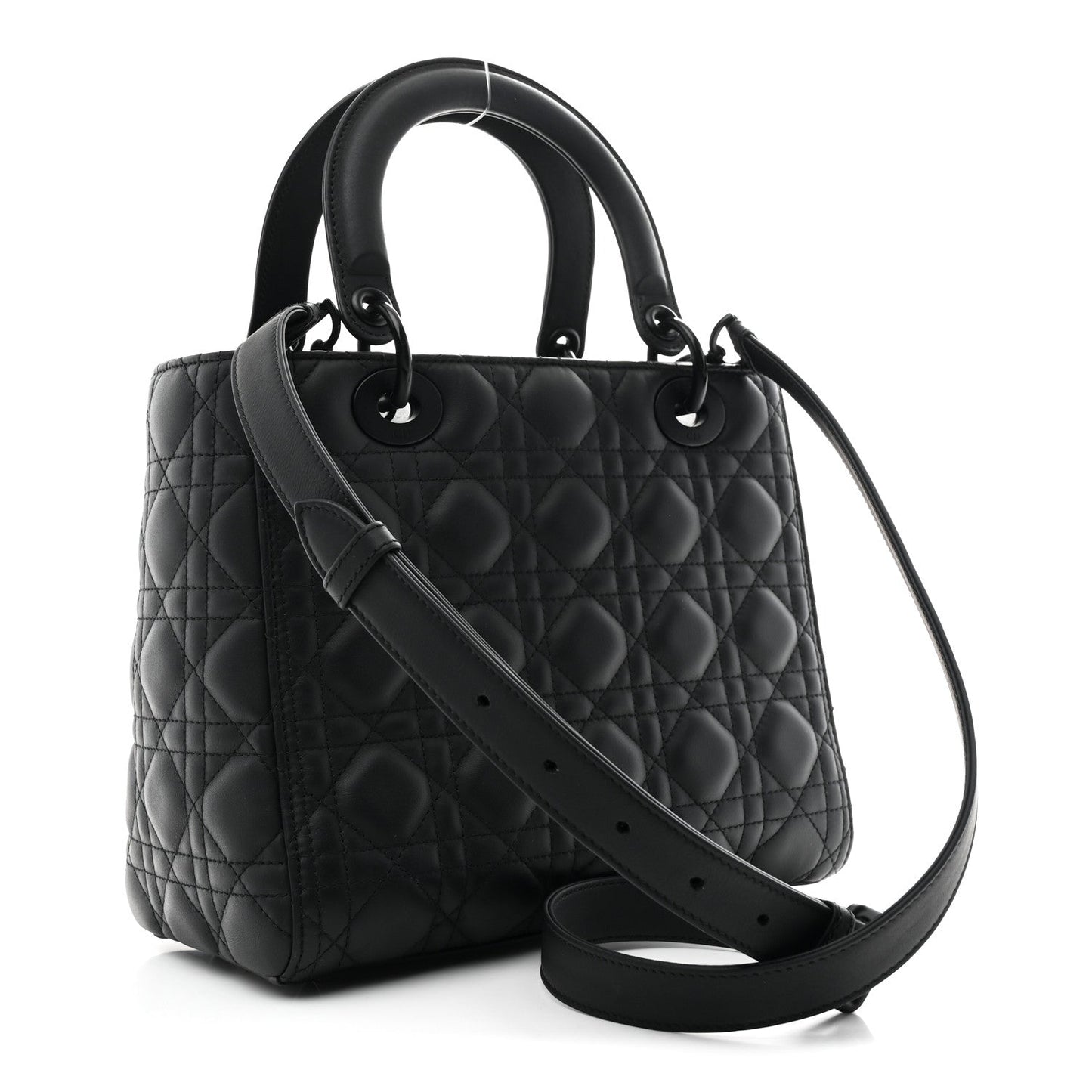 Ultra Matte Calfskin Cannage Medium Lady Dior Black