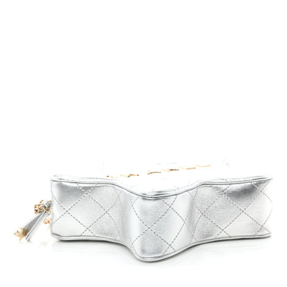 Metallic Lambskin Walk Of Fame Bag Silver