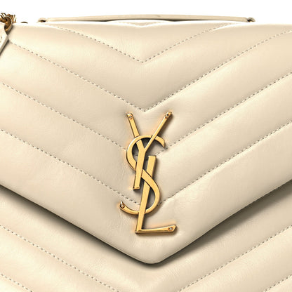 Calfskin Y Quilted Monogram Medium Loulou Chain Satchel Crema Soft