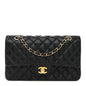 Lambskin Quilted Medium Double Flap Black