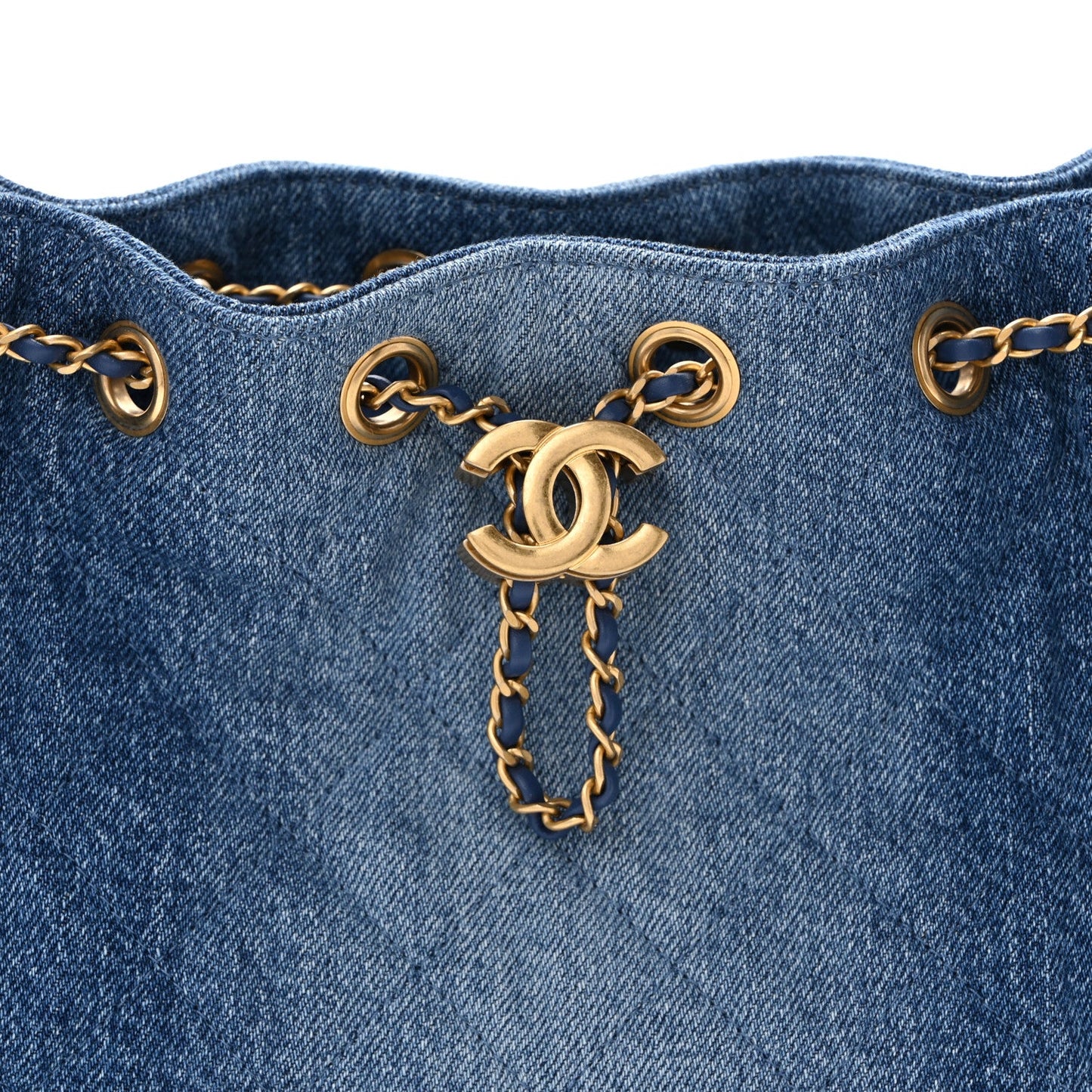 Washed Denim Quilted Mini Chanel 25 Handbag Blue