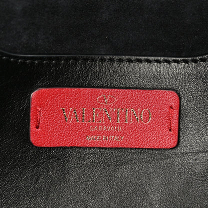 Vitello Rockstud All Over Demilune Shoulder Bag Black
