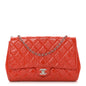 Patent Quilted Clutch with Chain Flap Dark Pink