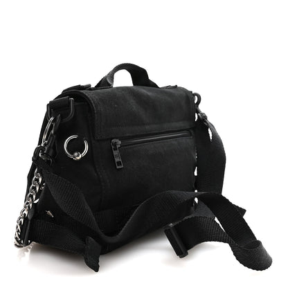 Canvas Pierced Army Messenger Bag Black