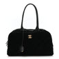 Suede Calfskin Large Perfect Bowling Bag Black