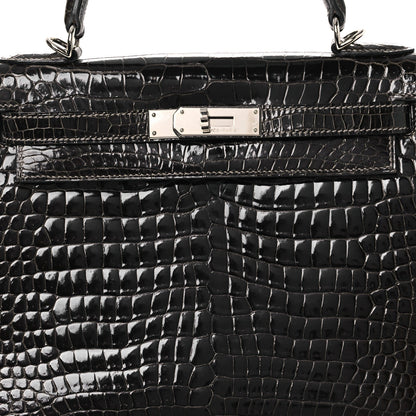 Shiny Porosus Crocodile Kelly Sellier 28 Gris Elephant