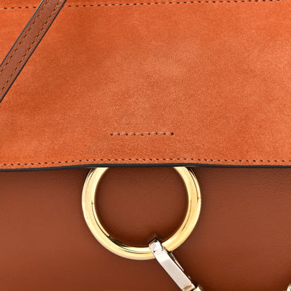 Calfskin Suede Mini Chain Faye Shoulder Bag Tobacco