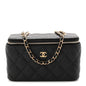 Caviar Quilted Small Vanity Case With Chain Black