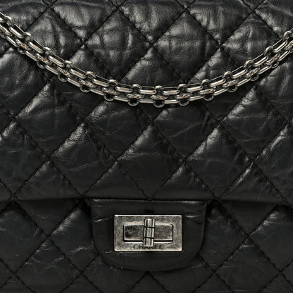 Aged Calfskin Quilted 2.55 Reissue 225 Flap Black