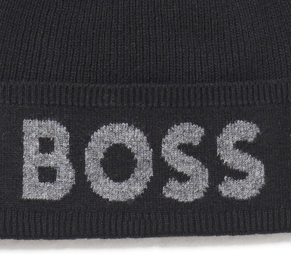 Hugo Boss Men's Elio Big Logo Beanie, Black