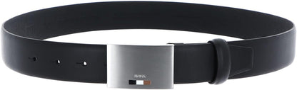 Hugo Boss Men's Storm Icon Plaque Buckle Belt, Black Black