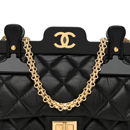Aged Calfskin Quilted 2.55 Reissue Mini Hanger Flap Black