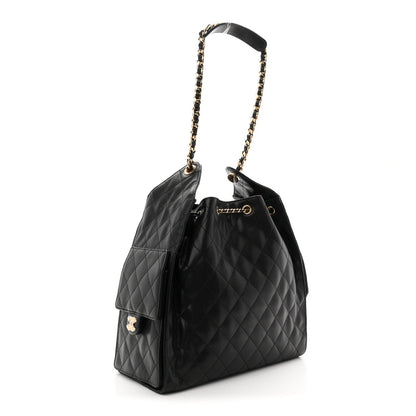 Caviar Quilted Medium Chanel 25 Handbag Black