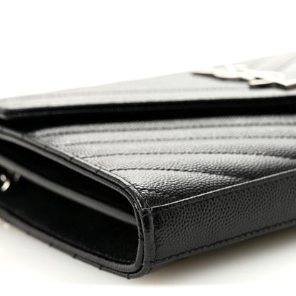 Grain De Poudre Matelasse Chevron Monogram Chain Wallet Black